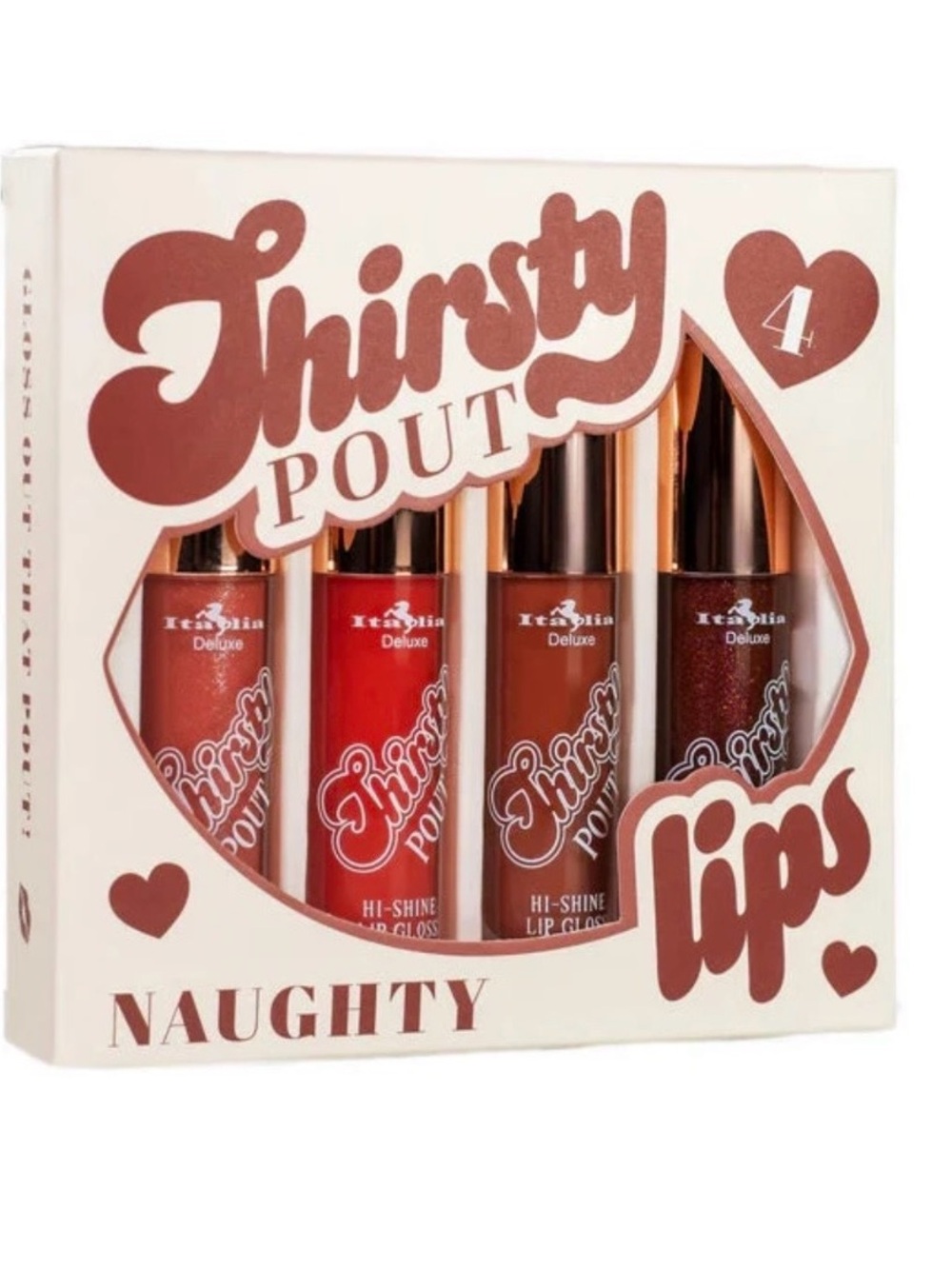 Thirsty Pout Naughty 4-Pack Lip Gloss Set - Brown/Red Shades